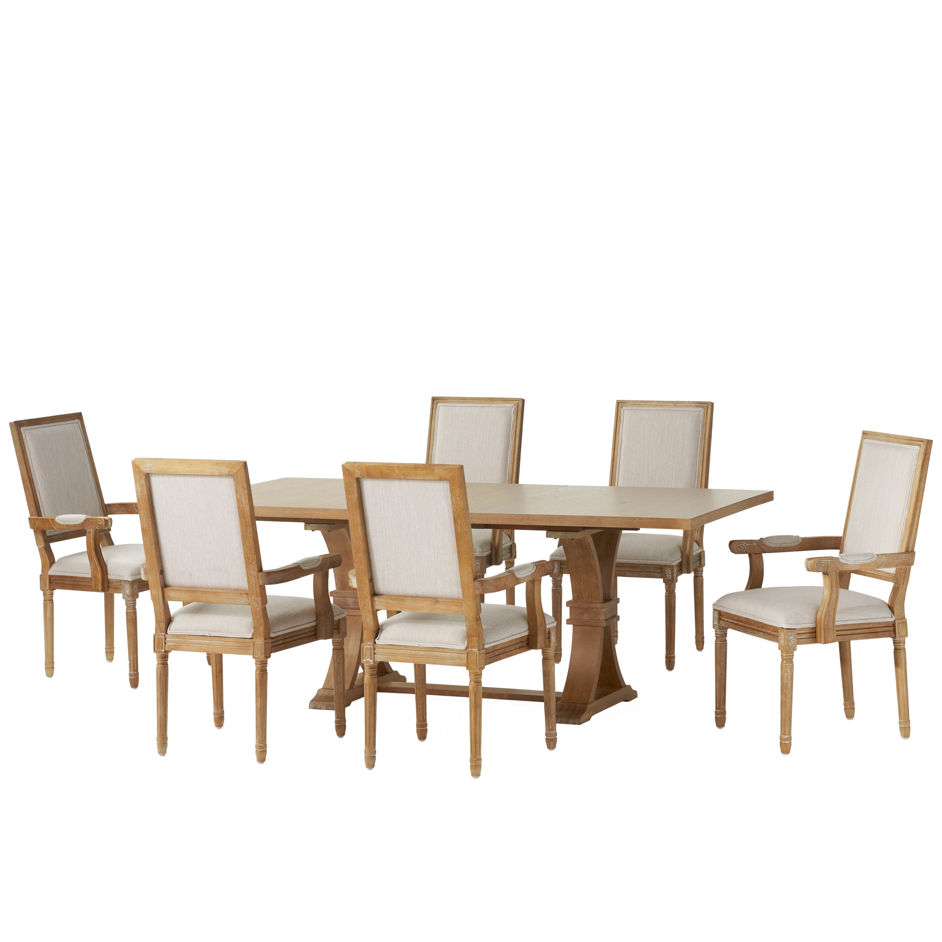 Ashlyn French Country Wood 7-Piece Expandable Dining Set