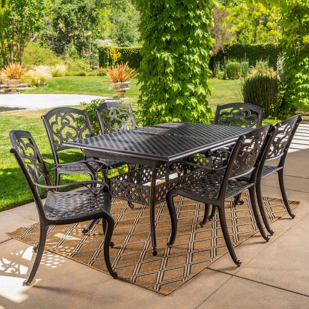 Abigal Outdoor Copper Cast Cast Aluminum Rustic Dining Set by Christopher Knight Home