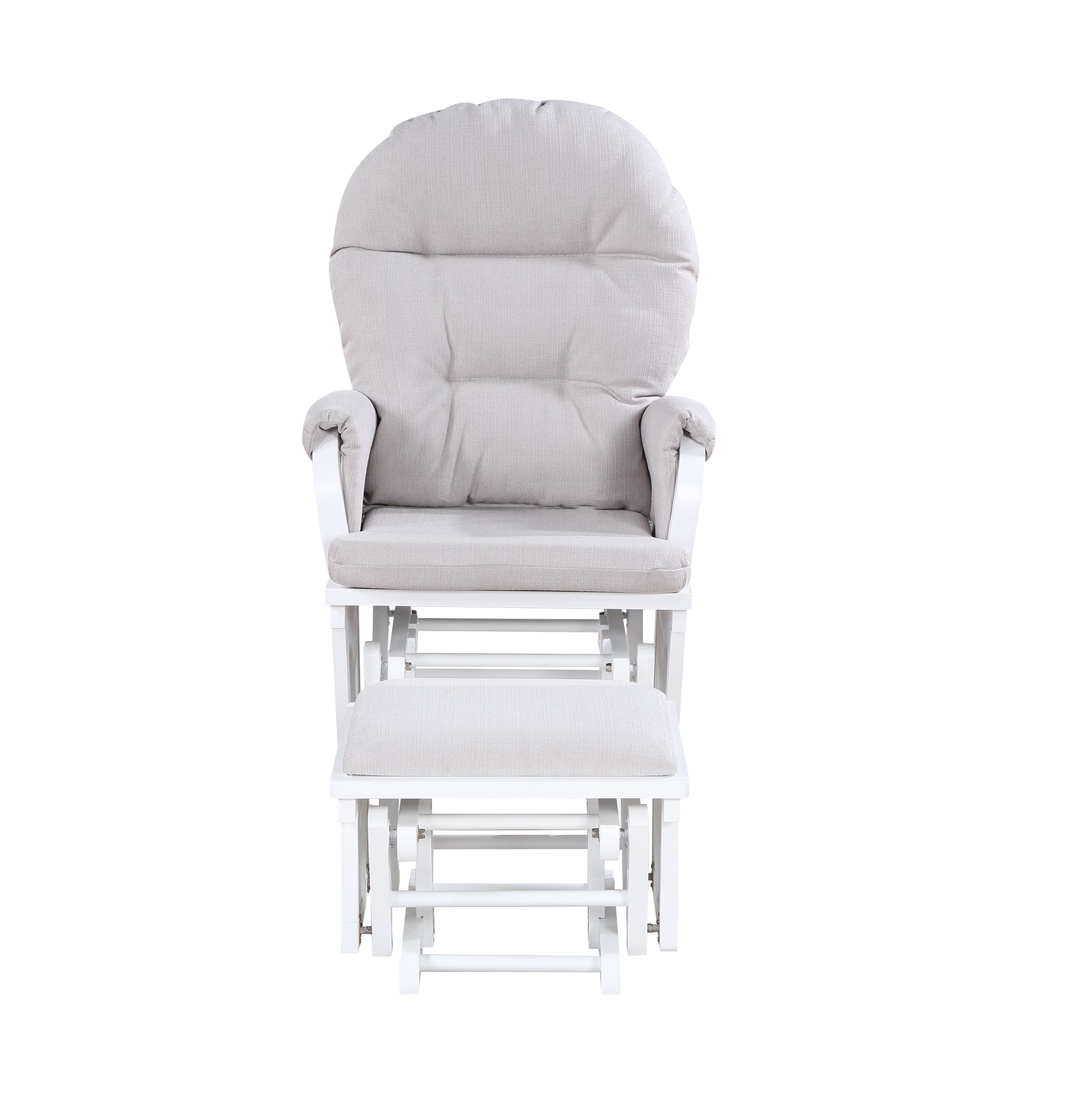 Suite Bebe Monti Storage Glider and Ottoman, White Finish with Woven Gray Cushions