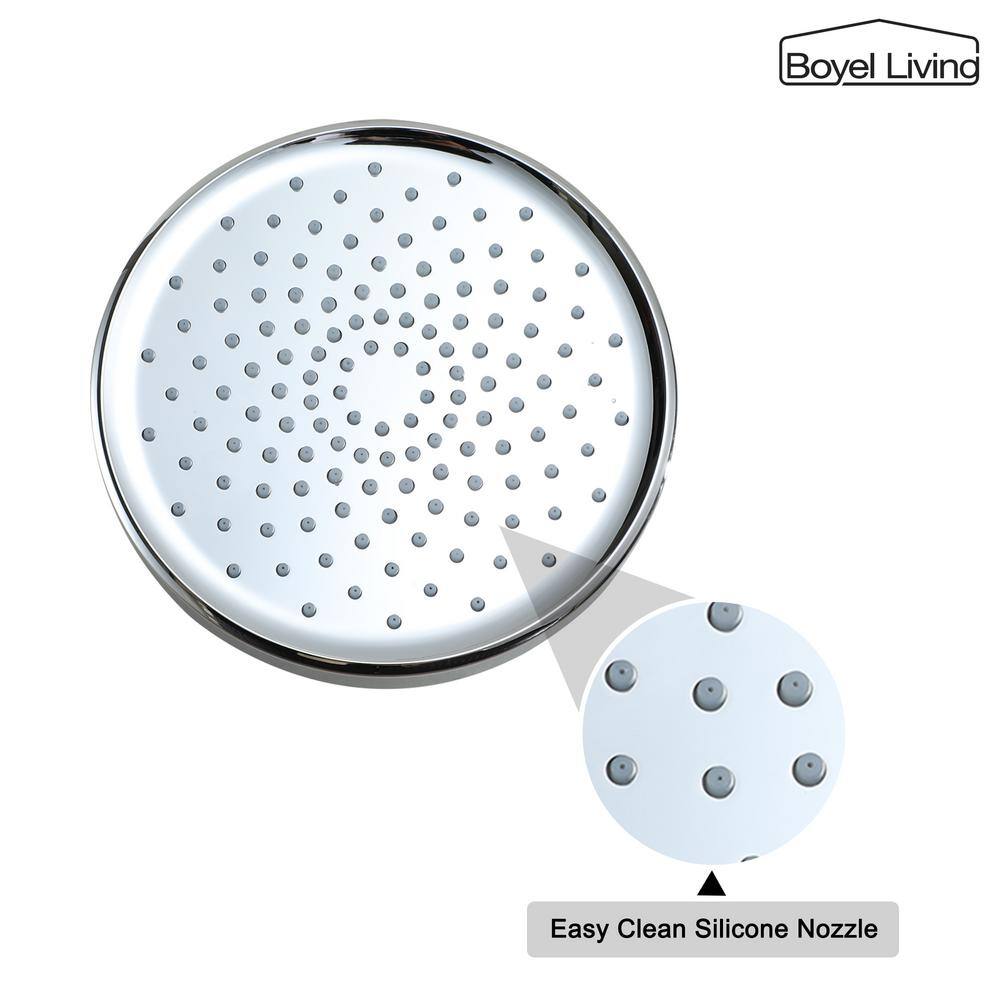 Boyel Living 1-Spray Pattern 6 in. Wall Mount Fixed Shower Head with 2.5 GPM and Shower Arm in Chrome TWSHA991-6CH