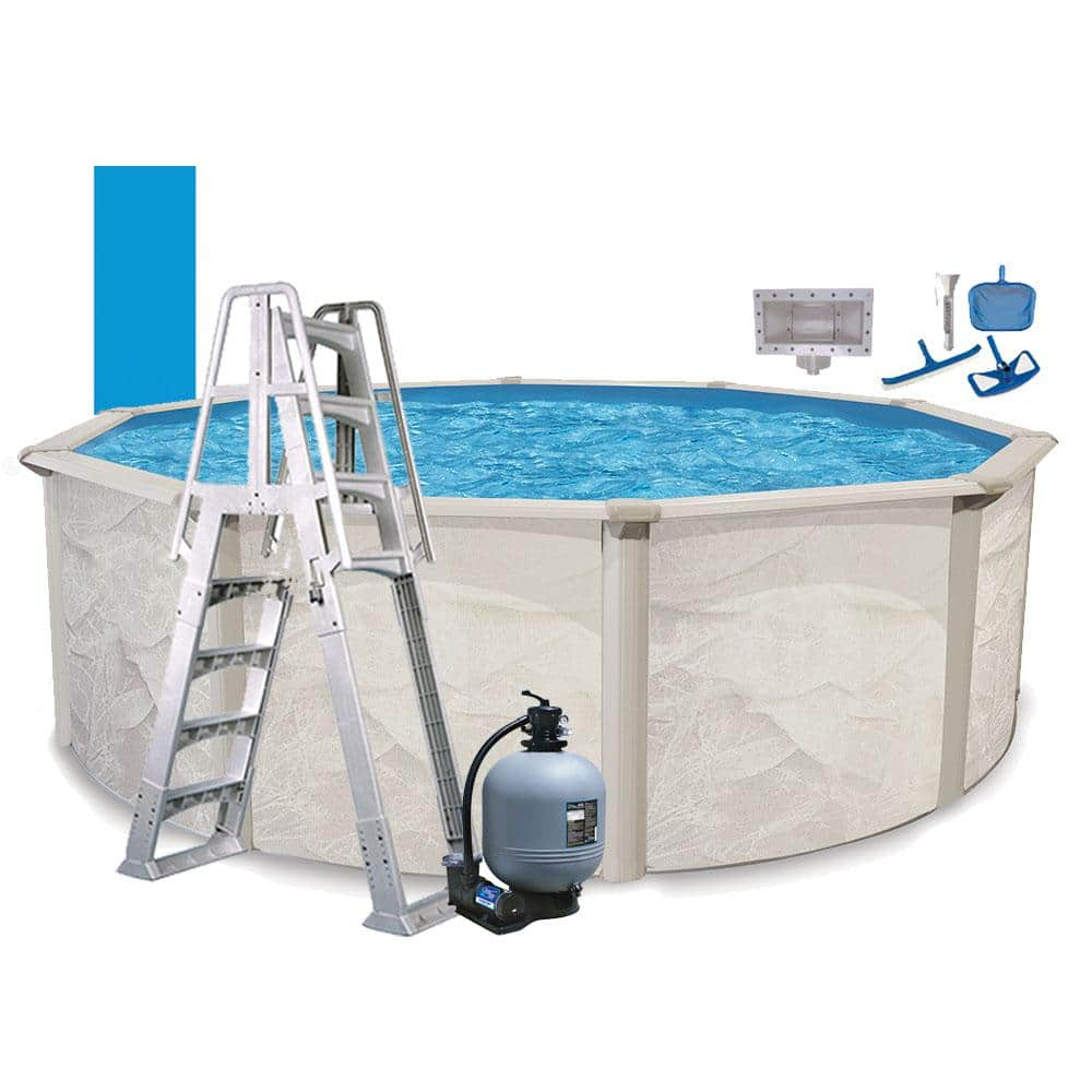 AQUARIAN Independence 21 ft. Round 52 in. D Metal Wall Above Ground Hard Side Swimming Pool Package PURB2152HD5