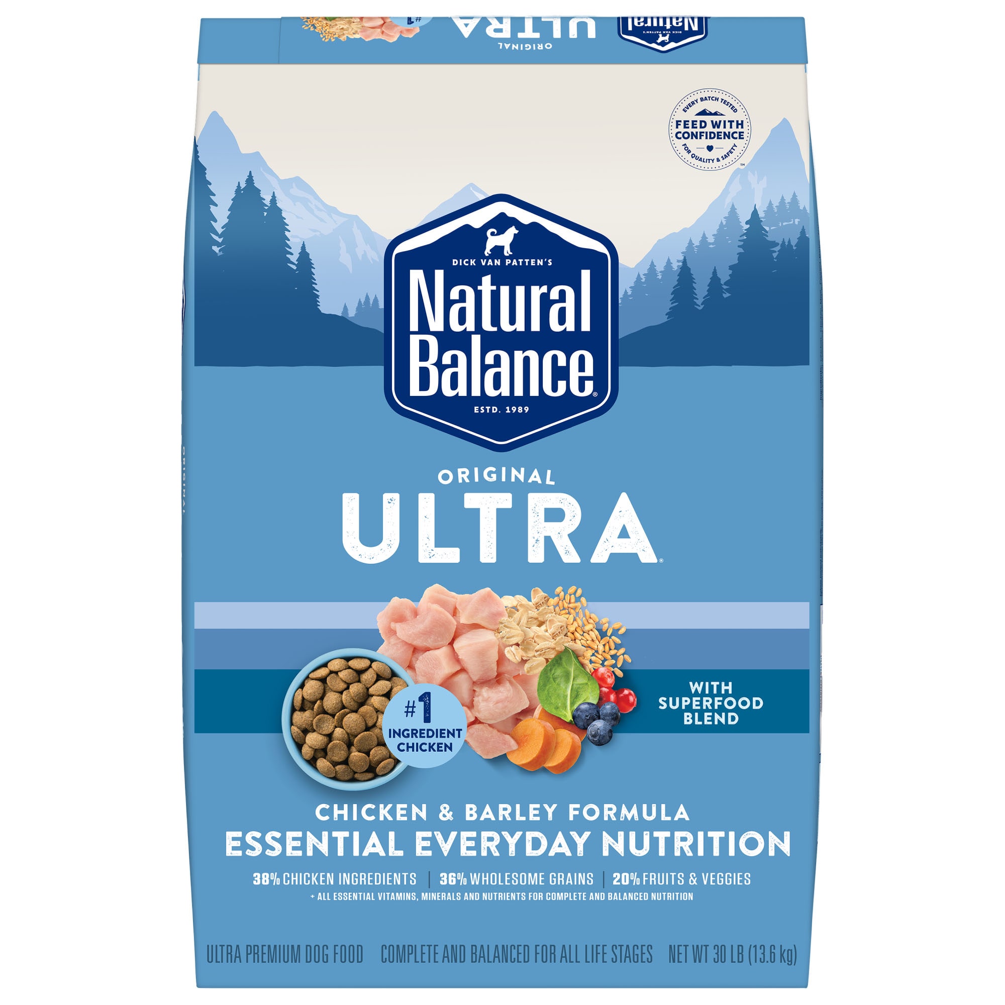 Natural Balance Ultra Original Chicken  Barley Formula Dry Dog Food， 30 lbs.