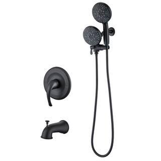 ELLOALLO Single-Handle 48-Spray Tub and Shower Faucet Handheld Combo with 5 in. Shower Head in Matte Black (Valve Included) ES-B-T1006