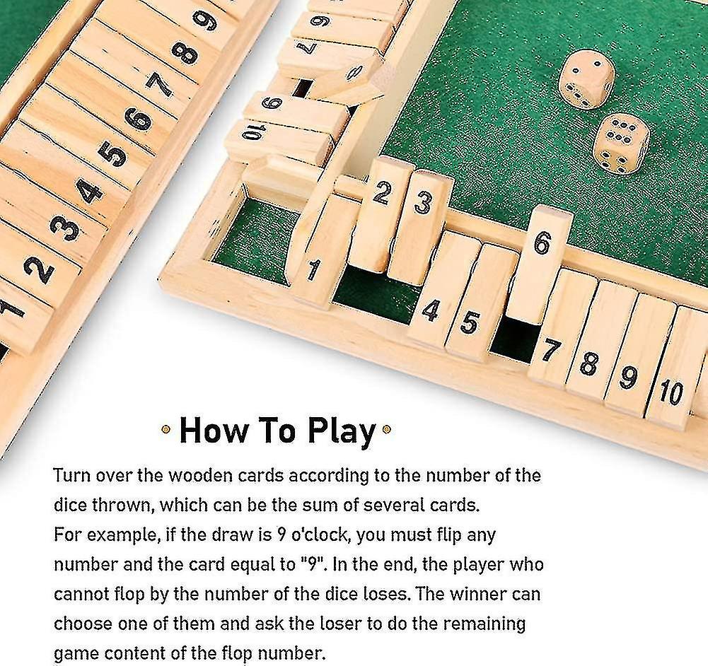 Closed Box Wooden Game， 4 Player Flop Game Classic Number Dice Table Game