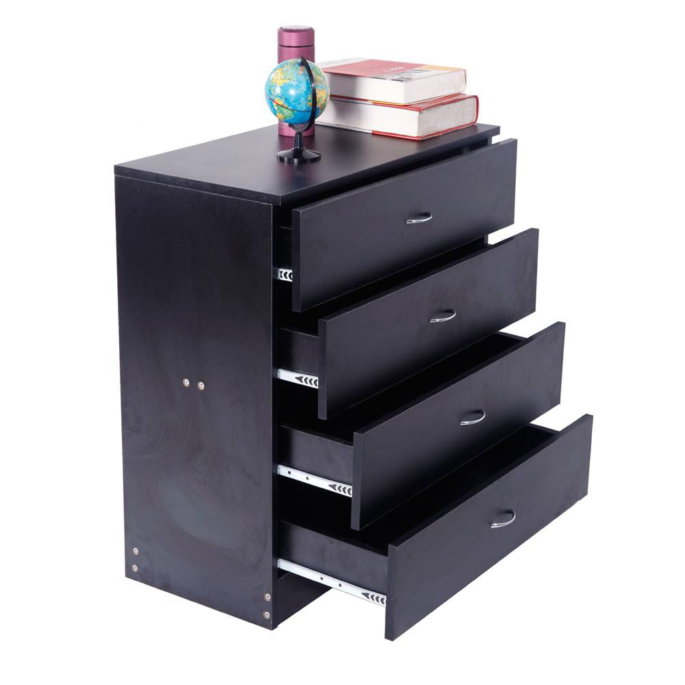 SalonMore Nightstand, Bedroom Storage, Bedside Table, End Table with 4 Drawers, Black