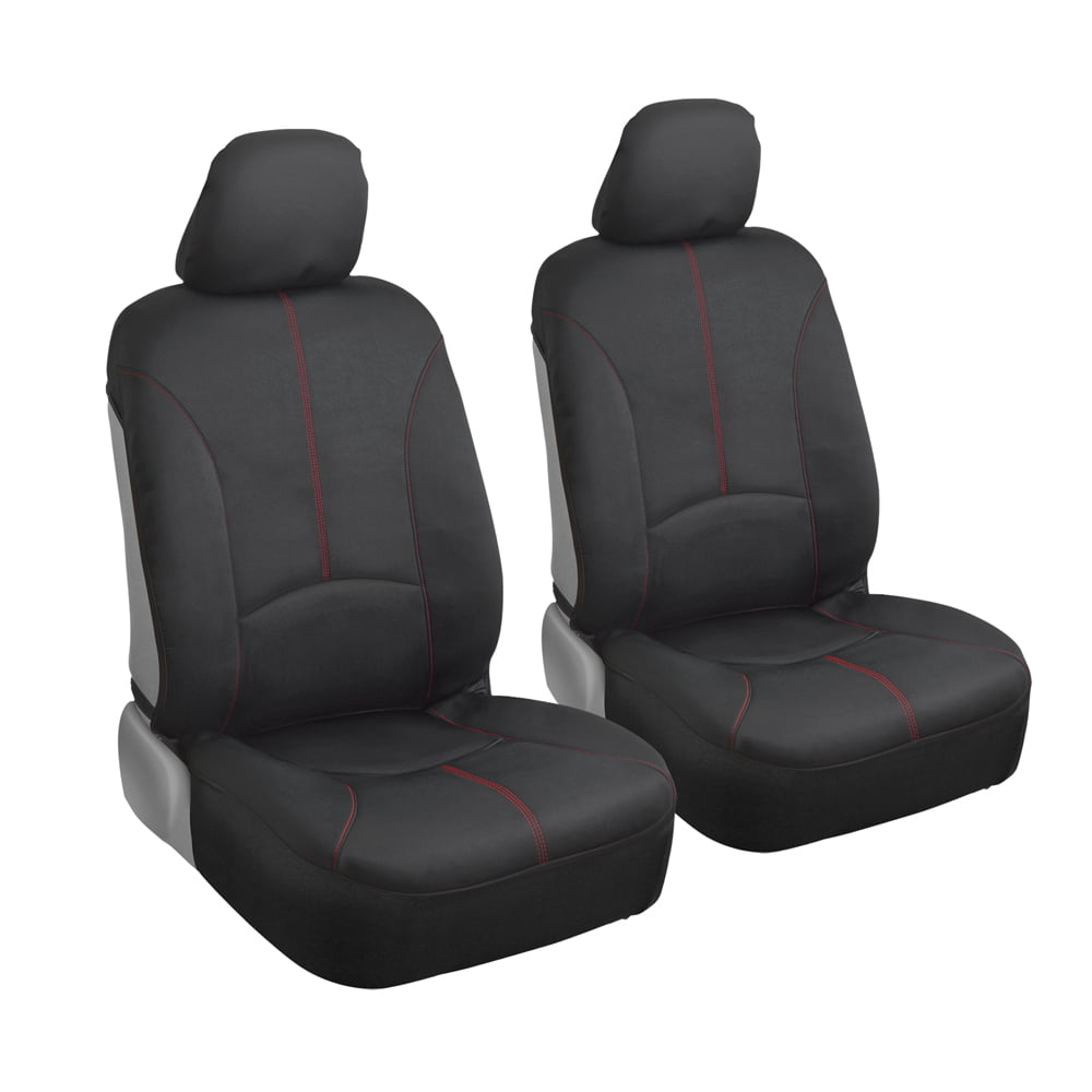 Motor Trend SpillGuard Waterproof Front and Rear Bench Car Seat Covers， Full Set in Black and Red - Universal Fit for Auto Truck Van SUV