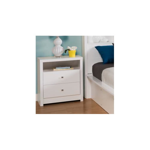 Prepac Calla Cosmopolitan Tall 2-Drawer Bedroom Nightstand, White