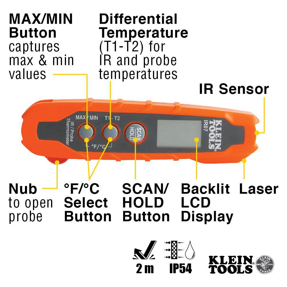 Klein Tools Dual Infrared and Probe Thermometer IR07