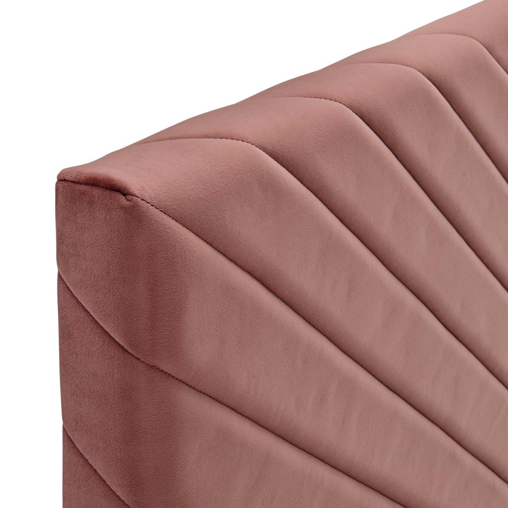 Alyson Angular Channel Tufted Performance Velvet Twin Headboard Dusty Rose   Transitional   Headboards   by Homesquare  Houzz