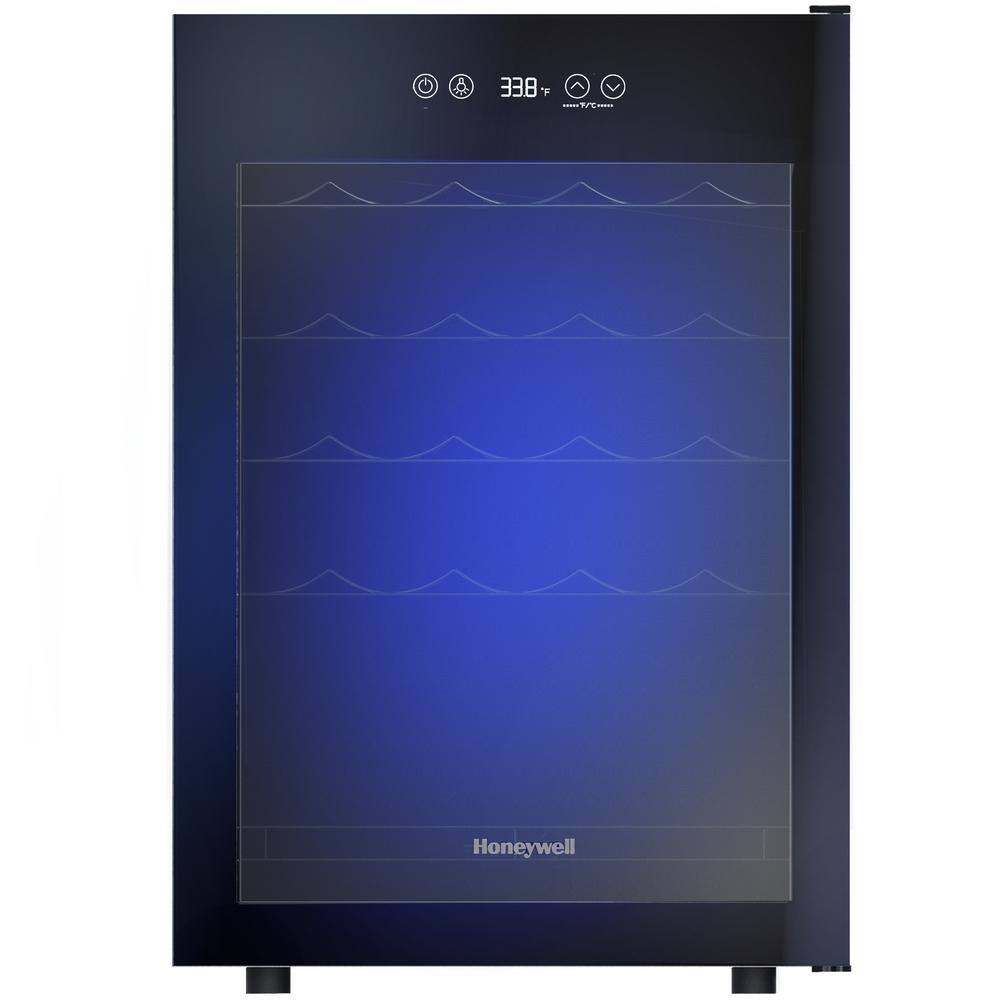 Honeywell 18.9 in. 24-Bottle Wine Cooler and 24-Can Beverage Cooler in Black with Digital Thermostat H24WCB