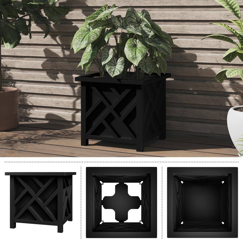 Pure Garden 15.5 in. L x 15.5 in. W x 16.5 in. H Polypropylene Garden Planter Box Black 50-LG1361