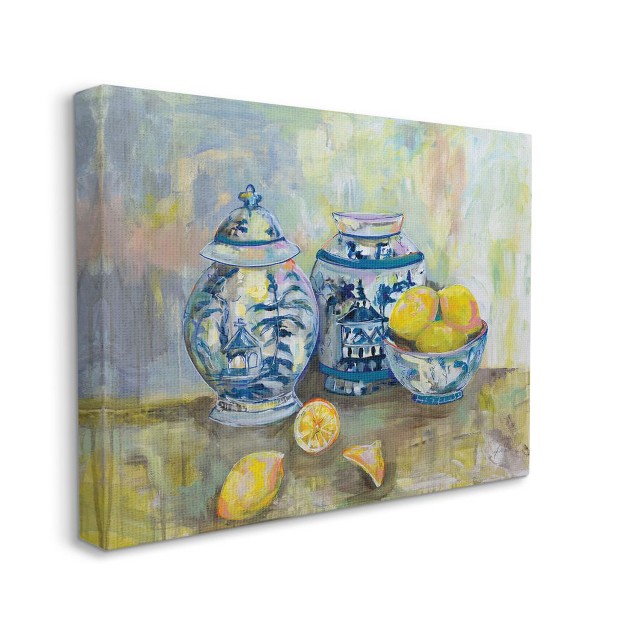 Stupell Industries Lemons And Pottery Yellow Blue Classical Painting