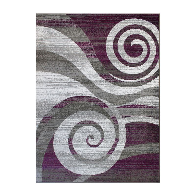 Masada Rugs Masada Rugs Stephanie Collection 4'x5' Area Rug with Modern Contemporary Design 1103 in Purple， Gray， White and Black