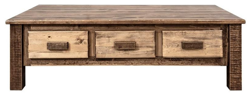 Montana Woodworks Homestead Wood Coffee Table with 6 Drawers in Brown   Rustic   Coffee Tables   by Homesquare  Houzz