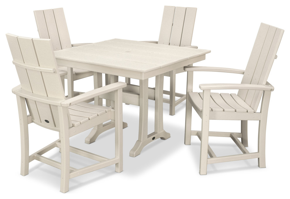 POLYWOOD Modern Adirondack 5 Piece Farmhouse Dining Set   Beach Style   Outdoor Dining Sets   by POLYWOOD  Houzz