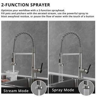 FLG Touchless Kitchen Sink Faucet With Pull Down Sprayer Commercial Single Handle Sensor Automatic Brass Taps Brushed Nickel CC-0053-BN