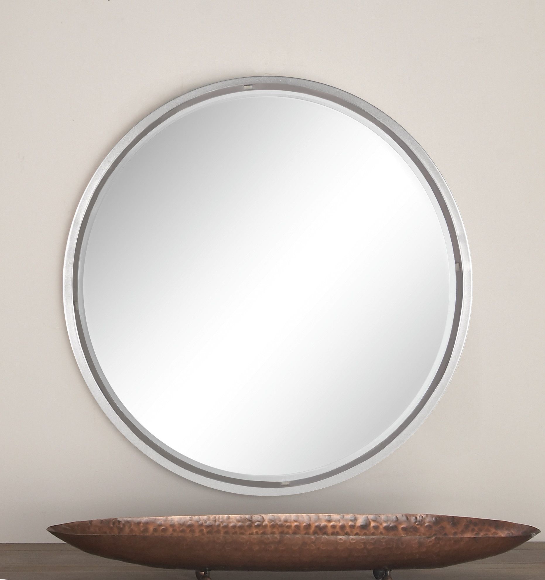 Silver Contemporary Metal Wall Mirror 24 x 24