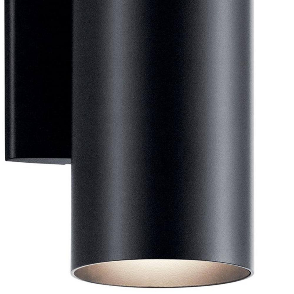 KICHLER Independence 12 in. 2-Light Black Outdoor Hardwired Wall Cylinder Sconce with No Bulbs Included (1-Pack) 9244BK