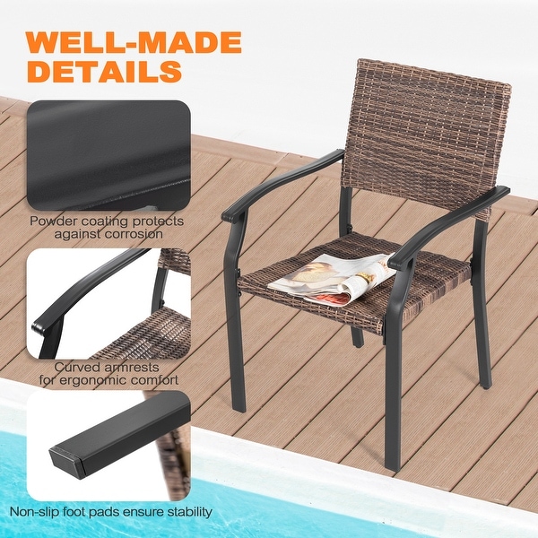 Nuu Garden 3Piece Patio Metal and Wicker Bistro Set，Black