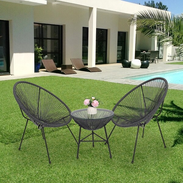 3pcs Modern All-Weather Patio Bistro Furniture Set - Overstock - 35740063