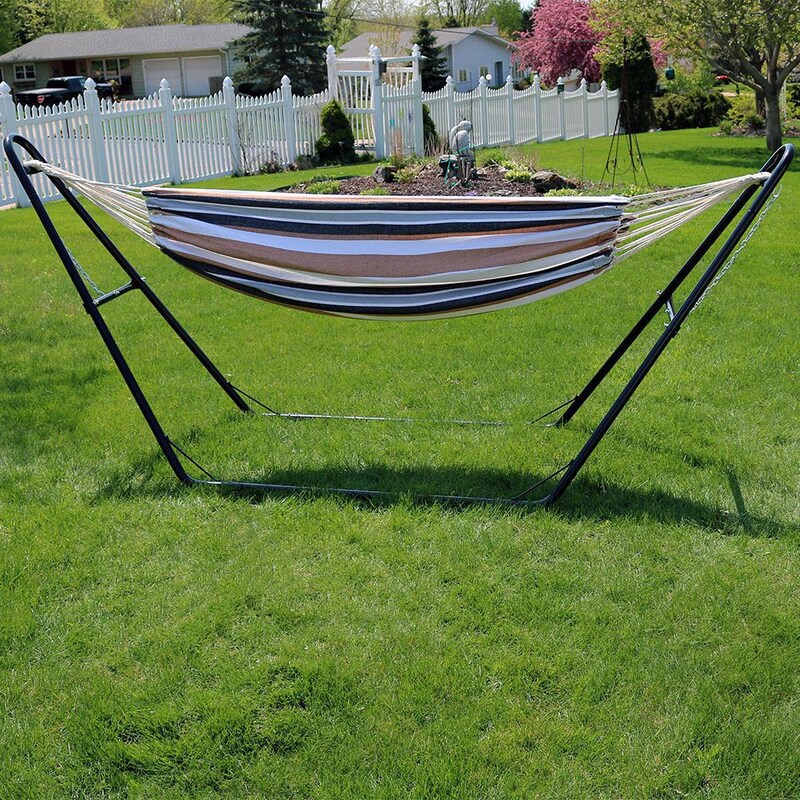 Ultimate Patio Brazilian Double Hammock Portable Hammock w/ Black Universal Stand