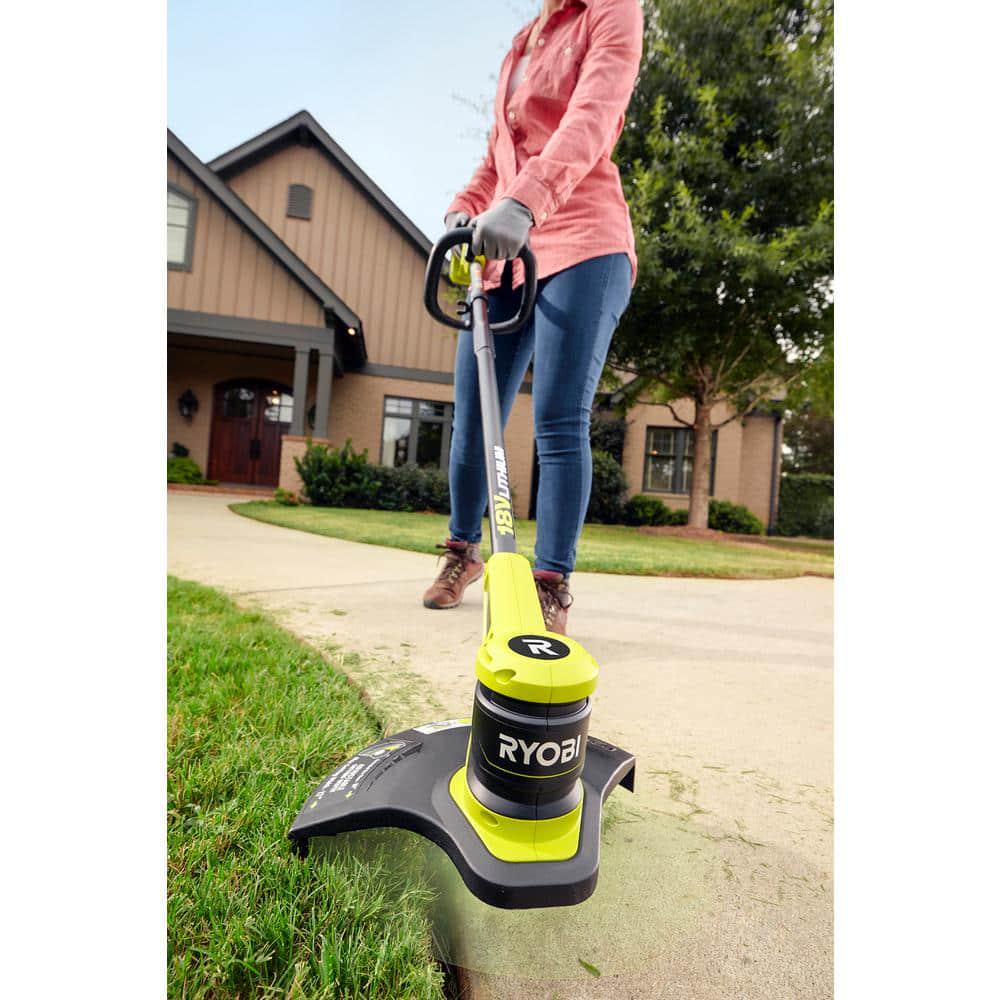 RYOBI ONE 18V 12 in Cordless Battery String Trimmer with Extra 3Pack of Spool 20 Ah Battery and Charger