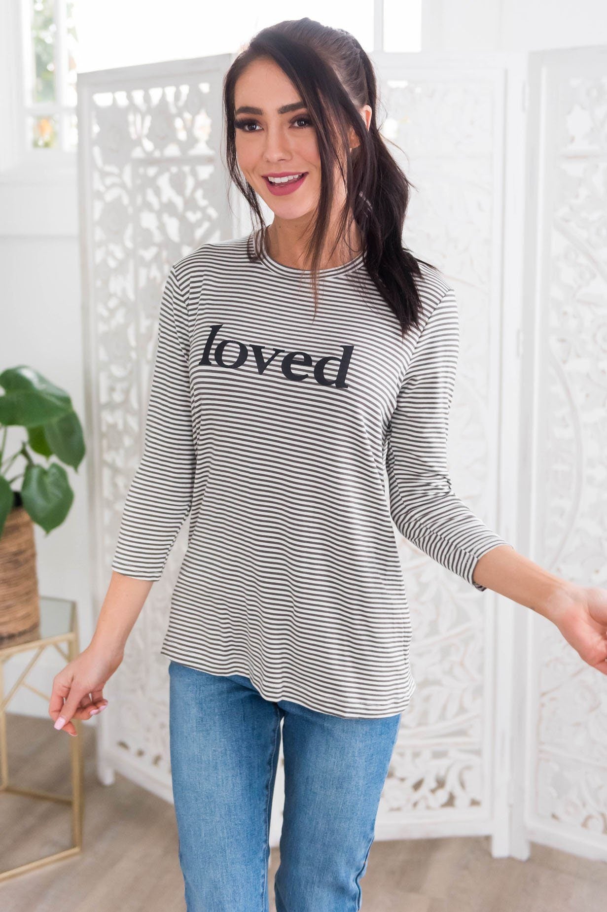 Loved Modest 3/4 Length Sleeve Tee