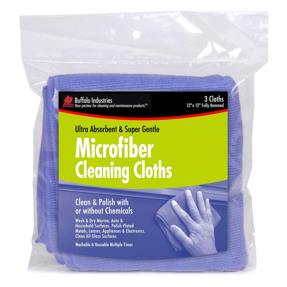 Buffalo 12 x 12 Blue Microfiber Cleaning Cloth 3pk Bag