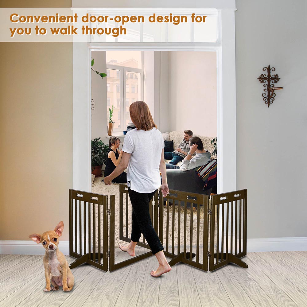 Yescom 4-Panel Folding Wood Pet Gate Grate Baby Barrier 80x24in