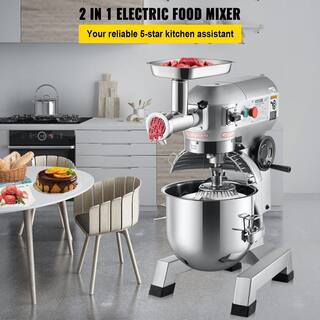 VEVOR Commercial Stand Mixer 20 qt. 2 in 1 Multifunctional Silver Electric Food Mixer with Stainless Steel Bowl 1100 W DGNJBJMCB20BJTVZLV1