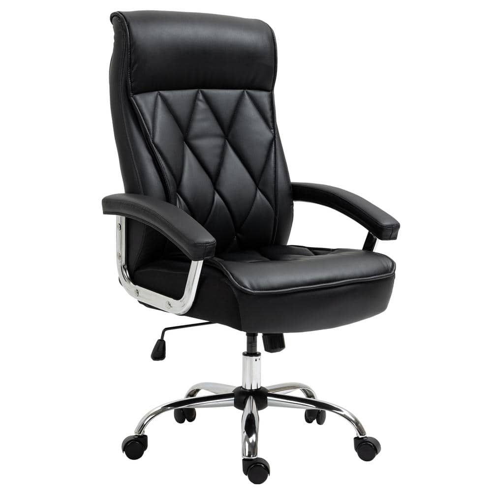 Vinsetto Black, High Back Home Office Chair Computer Task Seat Adjustable Ergonomic Executive Chair Diamond-Stitched PU Leather 921-473V80BK