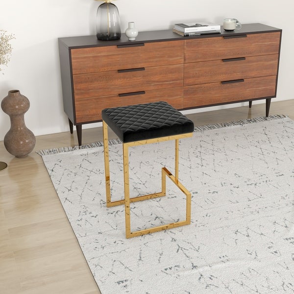 Felicia Mid Century Modern Luxury Velvet Counter Stool in Black