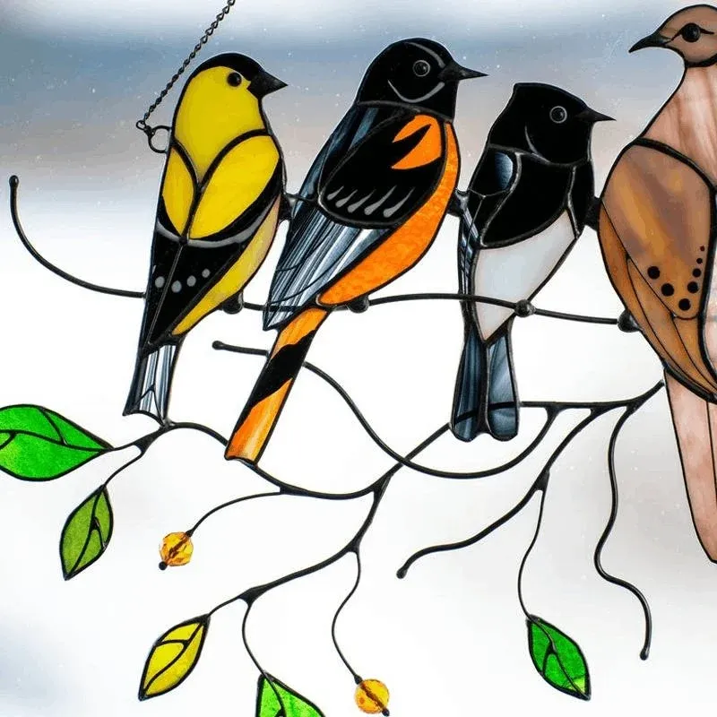 🔥 BIG SALE - 48% OFF🔥The Best Gift-Birds Stained  Window  Panel