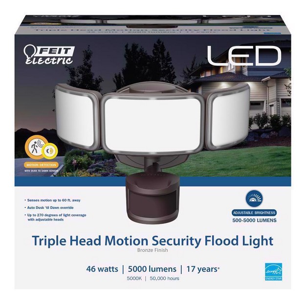 Feit Electric Motion sensing Hardwired Led Bronze Security Floodlight