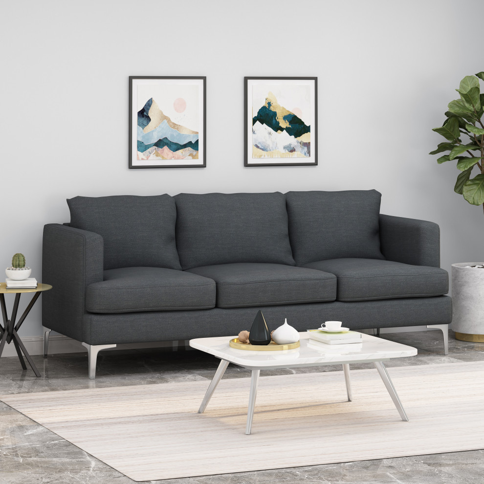 Melinda Modern Fabric 3 Seater Sofa   Contemporary   Sofas   by GDFStudio  Houzz