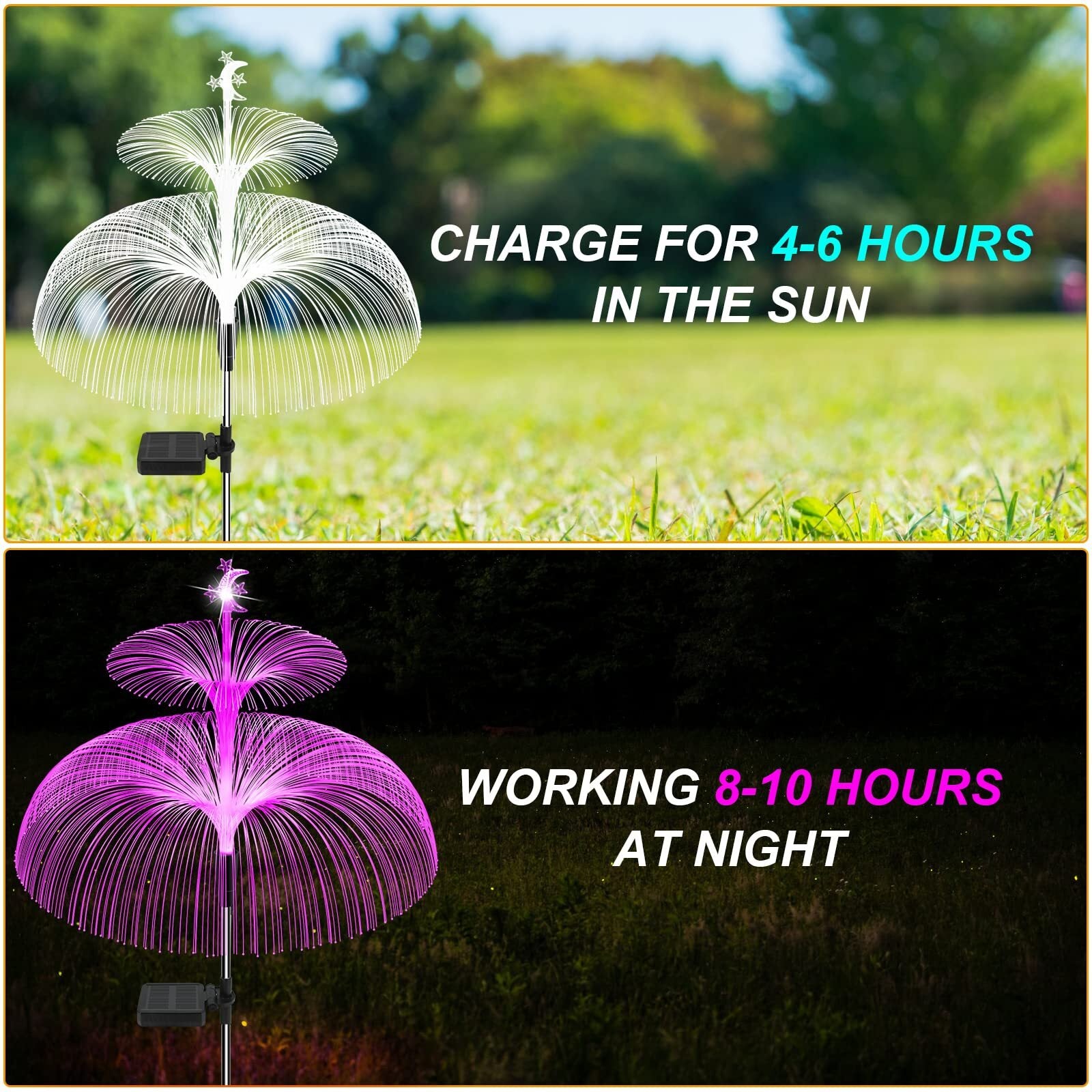 3 pcs Solar Lights Outdoor Garden， Jellyfish-Shaped 7 Colors Changing Solar Lamp IP44 Waterproof Fairy Pathway Light for Walkway Patio Lawn Backyard Garden Party Decoration(Jellyfish)