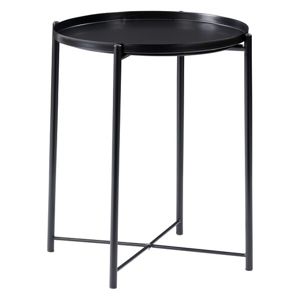 CorLiving Ayla Black Metal End Table With Removable Tray