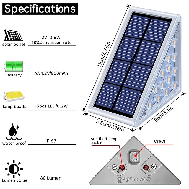 2pcs Solar Step Light Outdoor Stair Lights LED Lens Design Super Bright IP67 Waterproof Anti-theft Stair Light Decor Lighting For Garden Deck Garden Lamp