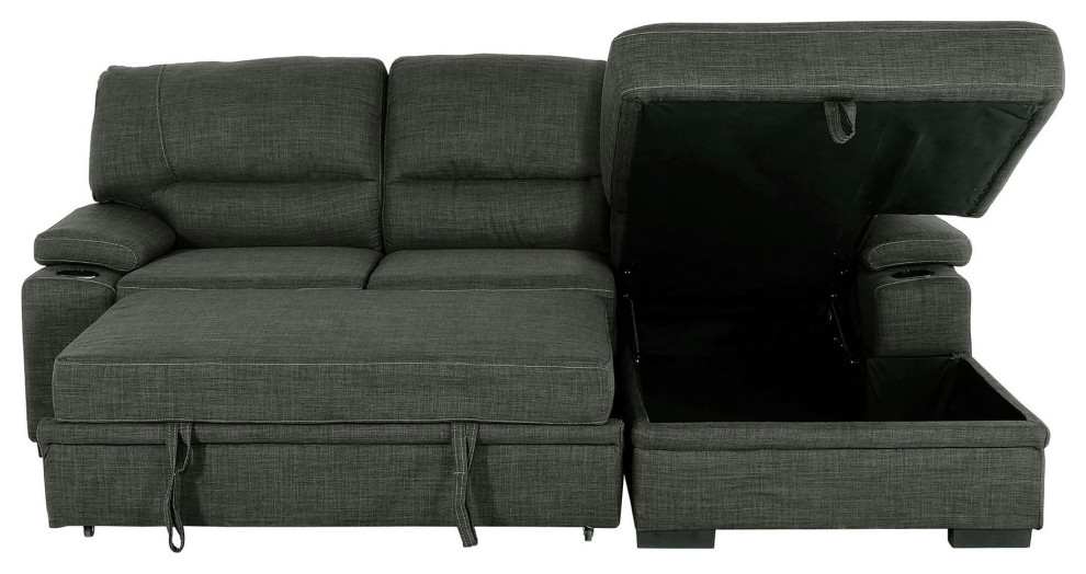 Gallo 2 Piece Sectional Sleeper Sofa With Storage   Transitional   Sleeper Sofas   by Kolibri Decor  Houzz