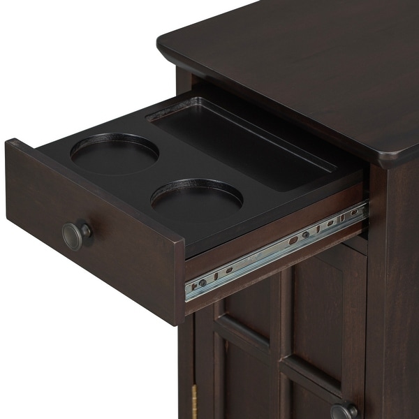 End Table Side Table with USB Ports and Cup Holders for Small Space