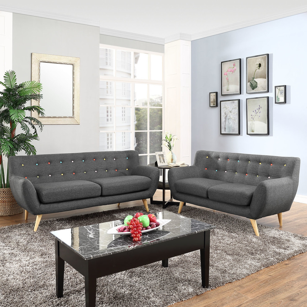 Remark 2 Piece Upholstered Fabric Living Room Set   Midcentury   Living Room Furniture Sets   by Beyond Design  ampMore  Houzz