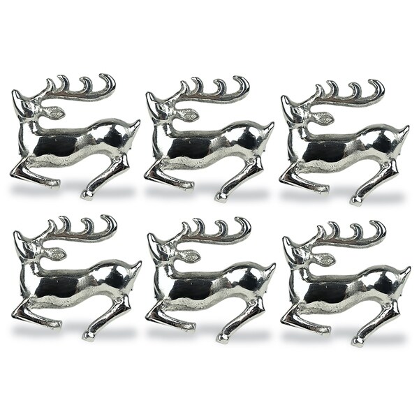 Design Imports Silver Stag Napkin Ring Set (Set of 6)