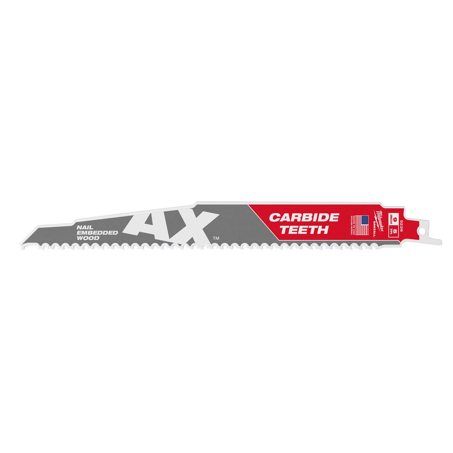 MW AX 9 in. Carbide Demolition Reciprocating Saw Blade 5 TPI 1 pk