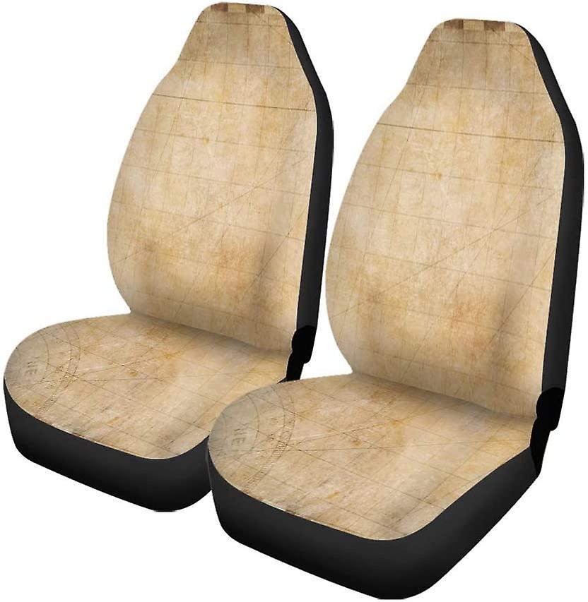 Set Of 2 Car Seat Covers Old Map Exploration Adventure Universal Auto Front Seats Protector Fits For Car，suv Sedan，truck