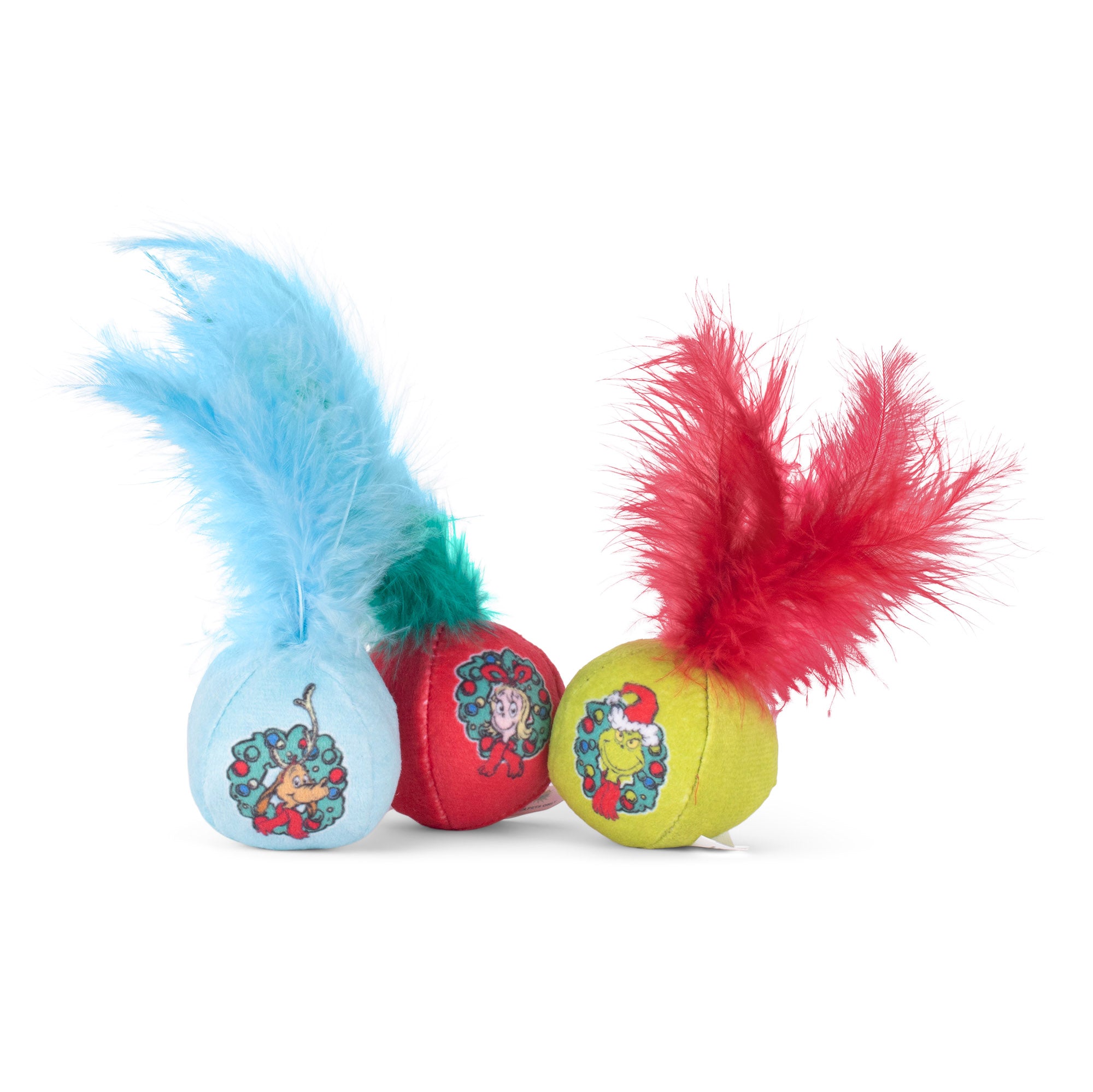 Dr. Seuss' The Grinch Feather Ball Catnip Cat Toy Asst. 3PC