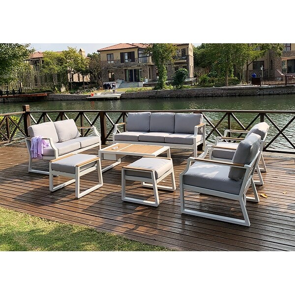 Moda 7piece Outdoor Steel Sofa Set with Ice Bucket Table