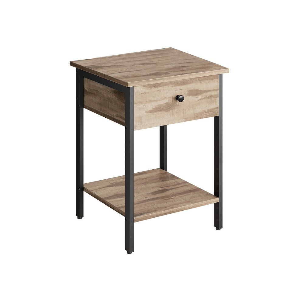 Nightstand with Drawer and Shelf Stone