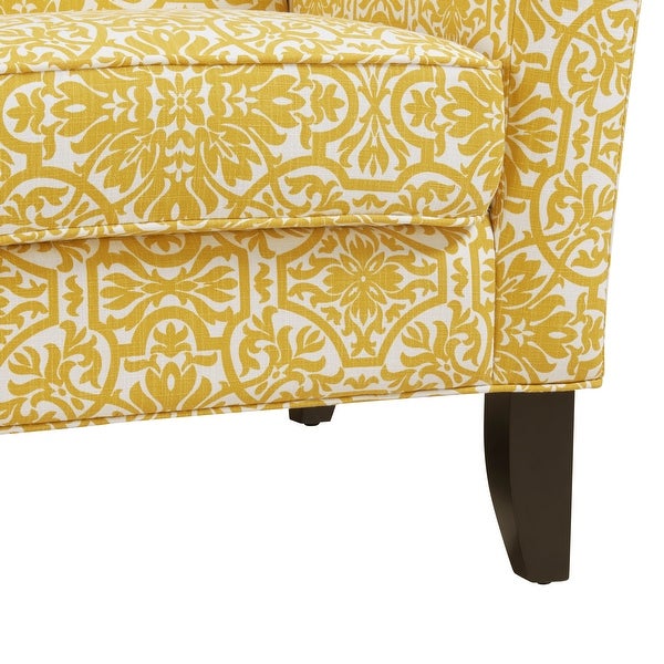 Handy Living Alex Gold Damask Upholstered Arm Chair