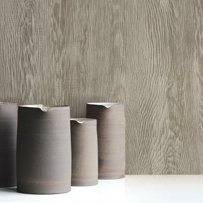 Quarter Sawn Wood Wallpaper in Brown from the Simply Farmhouse Collection