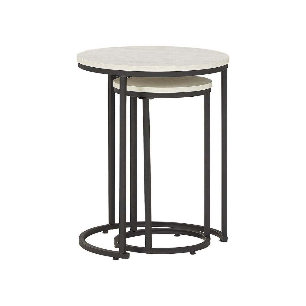 Briarsboro White/Black Nesting Accent Table Set  Set of 2   18.13x18.13x22.88 in  11.75x11.75x20 in